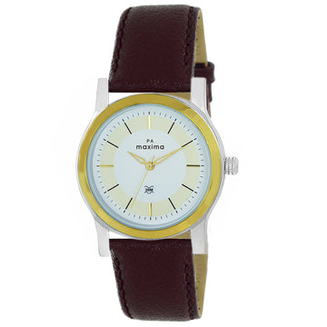 Maxima GOLD Women White Dial Analogue Watch - 60185LMLT